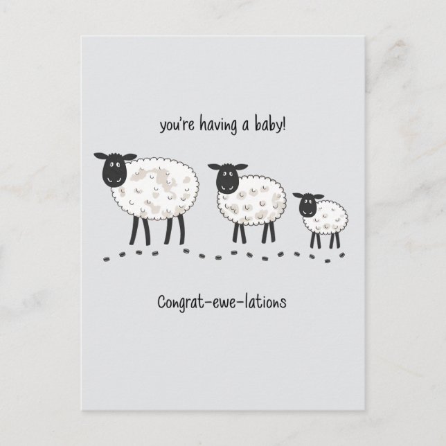 You're Having A Baby Congrat- Ewe-lations Pregnant Postcard (Front)