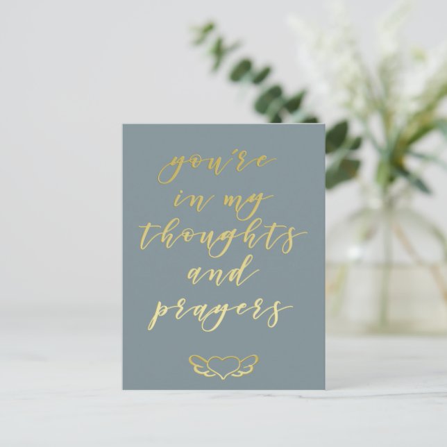 You're in my Thoughts & Prayers Blue & Gold Postcard (Standing Front)