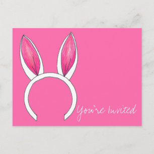 You're Invited Baby Shower Little Bunny Pink Ears Invitation Postcard