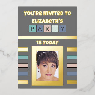You're invited birthday party 18 today grey green