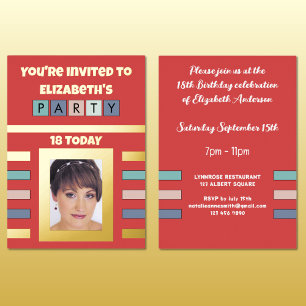 You're invited birthday party 18 today red