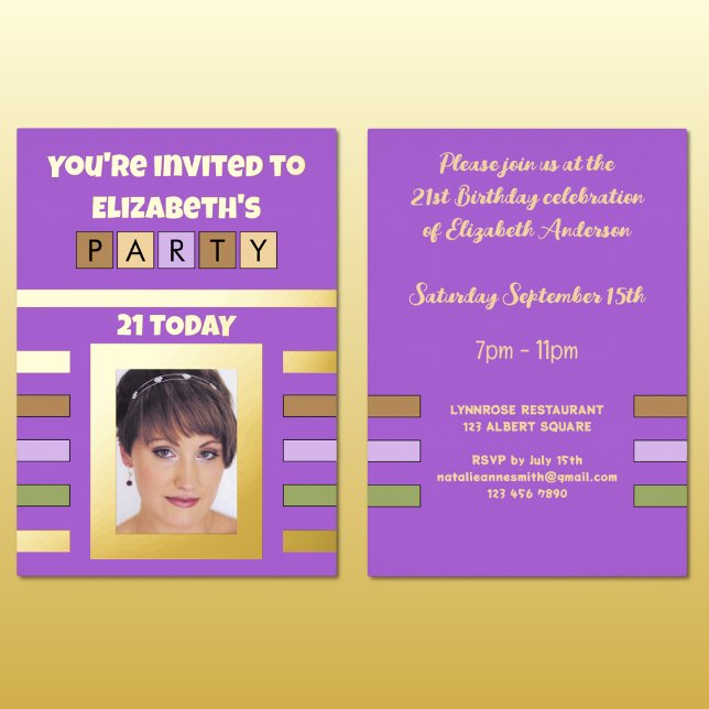 You're invited birthday party 21 today purple (Creator Uploaded)
