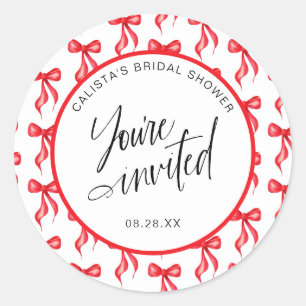 You're Invited Bow Bridal Shower Envelope Seals