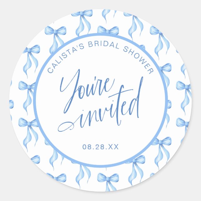 You're Invited Bow Bridal Shower Envelope Seals (Front)
