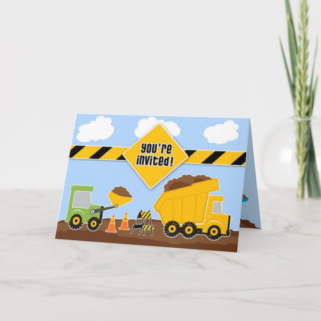 You're Invited Constructions Dump Truck Invitation (Front)