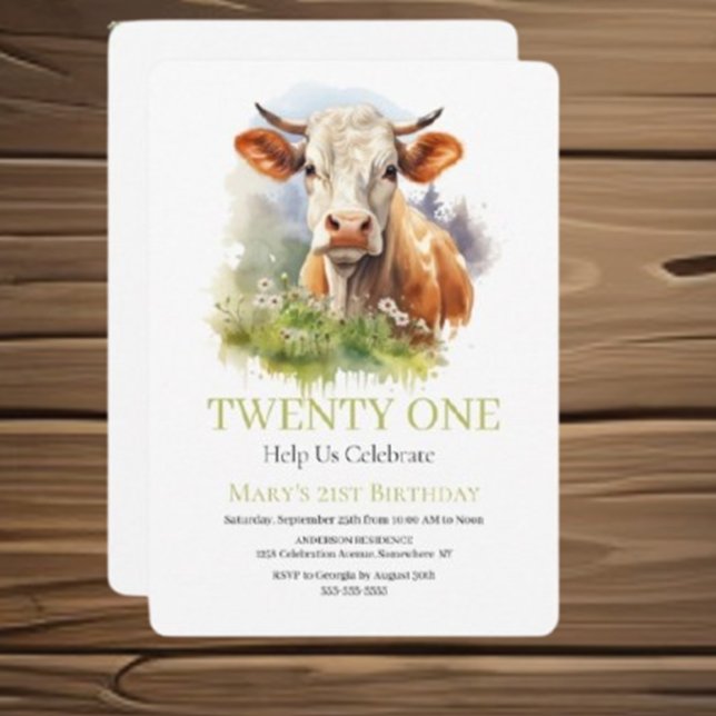 You're Invited Cow Birthday Invitation (Delight your guests and set the tone for a fun-filled celebration. Customize yours today!)