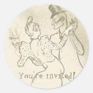 You're invited | Lautrec - Dancing couple Classic Round Sticker