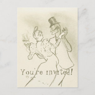 You're invited   Lautrec - Dancing Couple Invitation Postcard