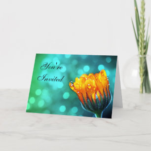 You're Invited Marigold on Teal Card