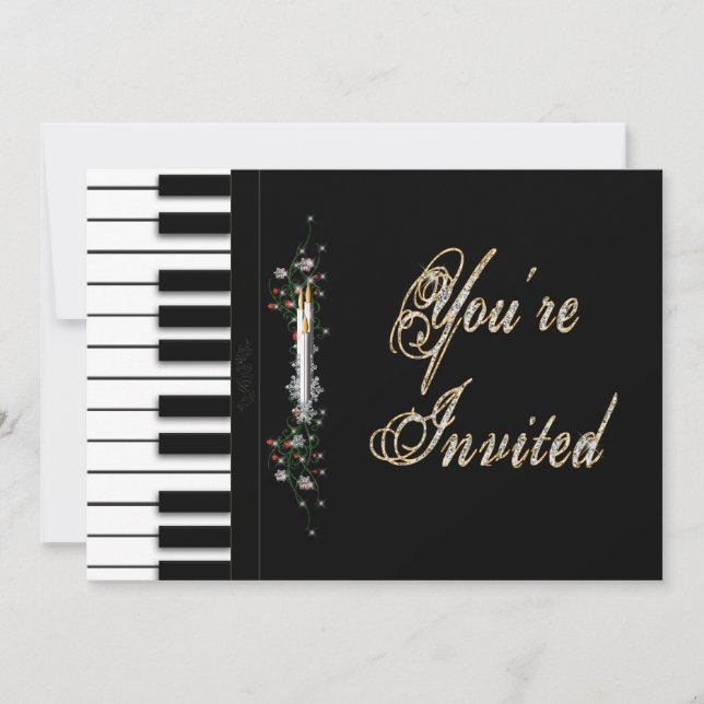 YOU'RE INVITED Party Invitations - HOLIDAY- Piano (Front)
