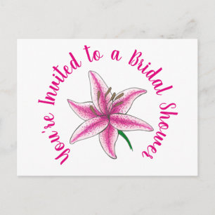 You're Invited Pink Lily Flower Bridal Shower Invitation Postcard