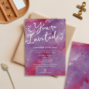 You're Invited Pink Purple Watercolor Business Invitation