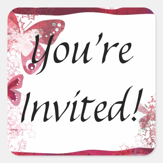 You're Invited Square Sticker (Front)