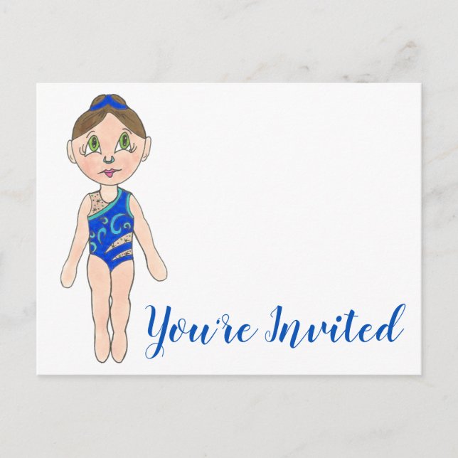 You're Invited Synchro Swimmer Party Invitation Postcard (Front)