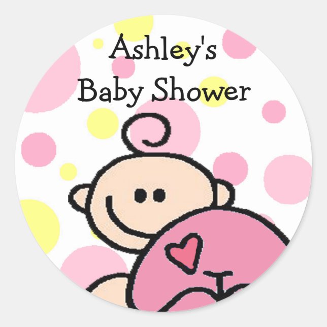 You're Invited Tickled Pink Girl Classic Round Sticker (Front)