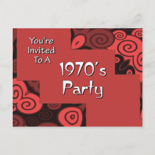 You're Invited To A 1970's Party Invitation Postcard