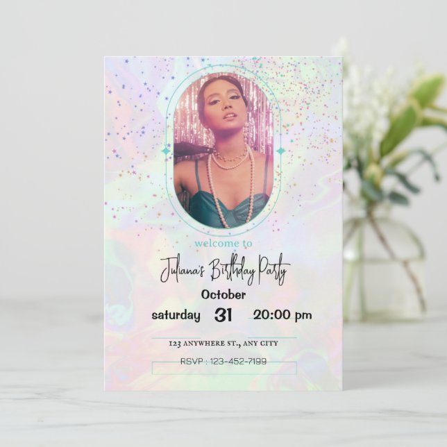 You're invited to a fabulous birthday party! photo invitation (Standing Front)