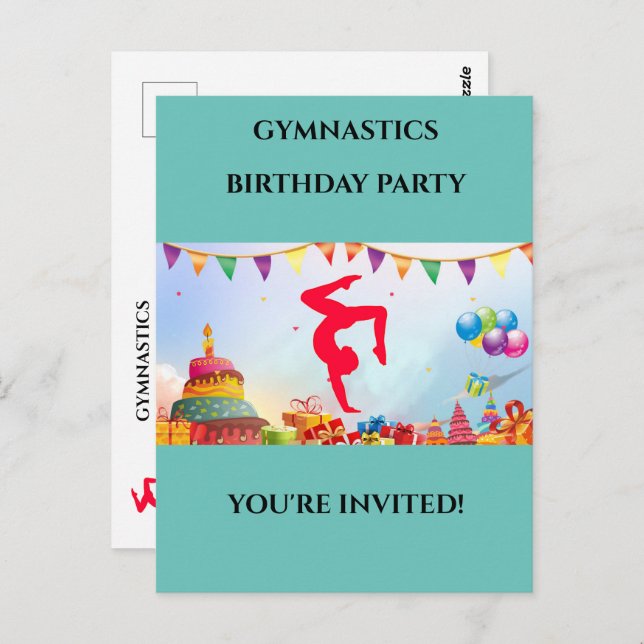 You're Invited To A Gymnastics Party Personalised  Postcard (Front/Back)