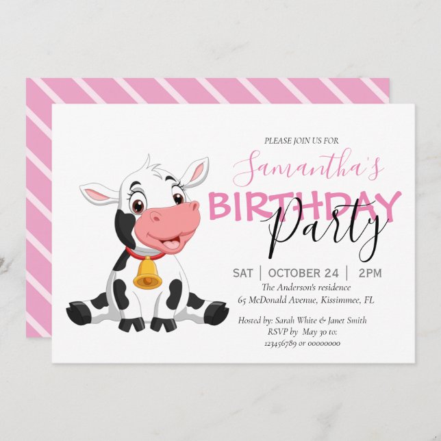 You're Invited to a "Holy Cow" Birthday Party! Announcement (Front/Back)