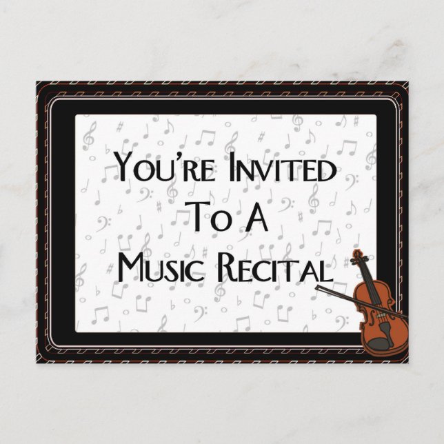 You're Invited To A Music Recital Invitation Postcard (Front)
