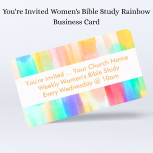 You're Invited Women's Bible Study Rainbow Business Card