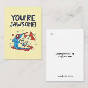 You're Jawsome Cute Shark Funny Kid Valentines Day Card