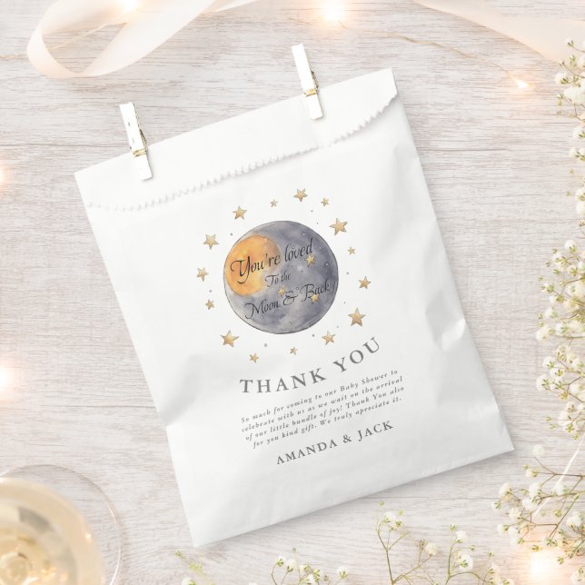 You're loved To the Moon Stars Baby Shower Favour Bag (Clipped)