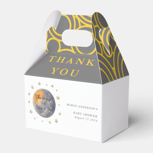 You're loved To the Moon Stars Baby Shower Favour Box (Front Side)