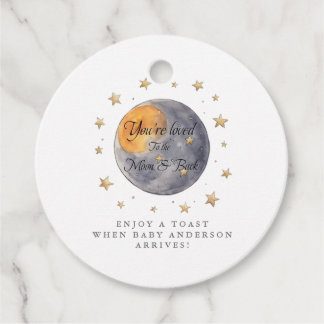 You're loved To the Moon Stars Baby Shower Favour Tags