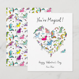 You're Magical, Cute Unicorn Kids Valentine's Day Card