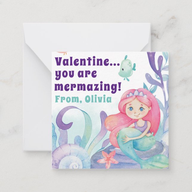 You're Mermazing Classroom Valentine's Day Card (Front)