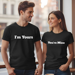 You're Mine Custom Text Black Womens Couples T-Shirt