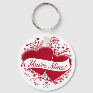 You're Mine! Red Hearts Key Ring
