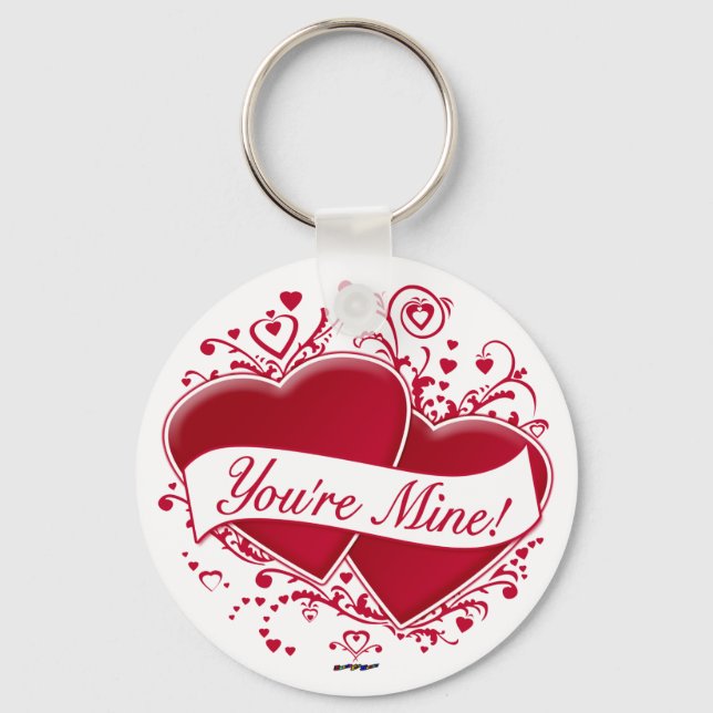 You're Mine! Red Hearts Key Ring (Front)