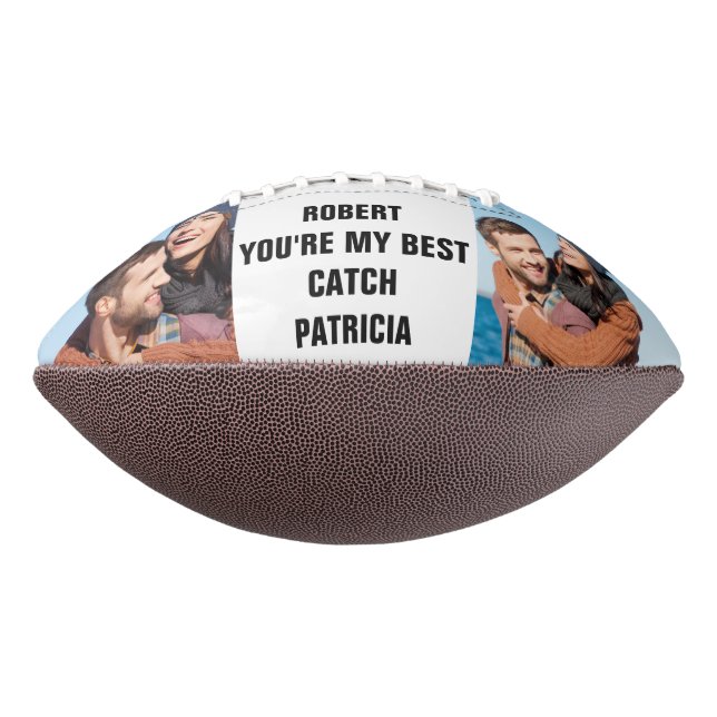 You're My Best Catch Custom 2 Photo Couple Names Football (Rotated 270)