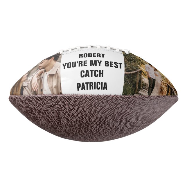You're My Best Catch Custom 2 Photo Couple Names Football (Rotated 270)