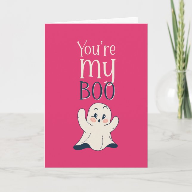 You're My Boo Cute Ghost Funny Pun Valentine's Day Holiday Card (Front)