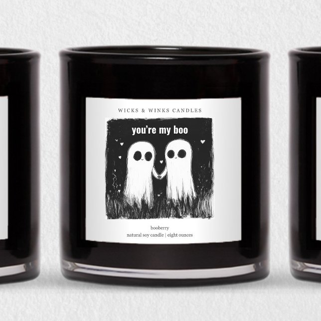 You're My Boo Funny Halloween Candle Label Square (Creator Uploaded)