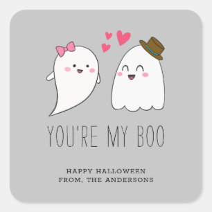 You're my Boo Halloween Kawaii Ghost Cute Grey  Square Sticker