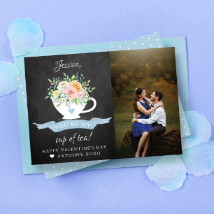You're My Cup Of Tea Cute Valentine's Day Photo Holiday Card