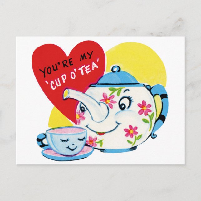 You're My Cup Of Tea Vintage Valentine's Postcard (Front)
