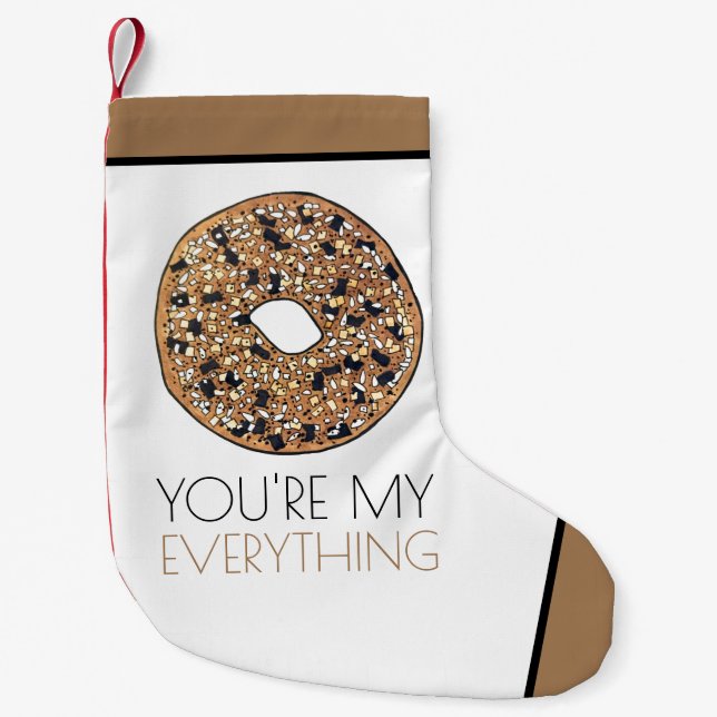 You're My Everything Bagel Breakfast Food Love Small Christmas Stocking (Front)