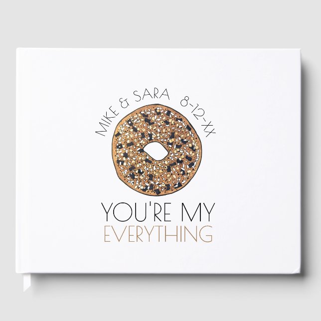 You're My Everything Bagel Foodie Wedding Favour Guest Book (Front)