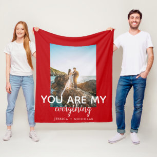 You're My Everything Couple Photo Red Custom Fleece Blanket