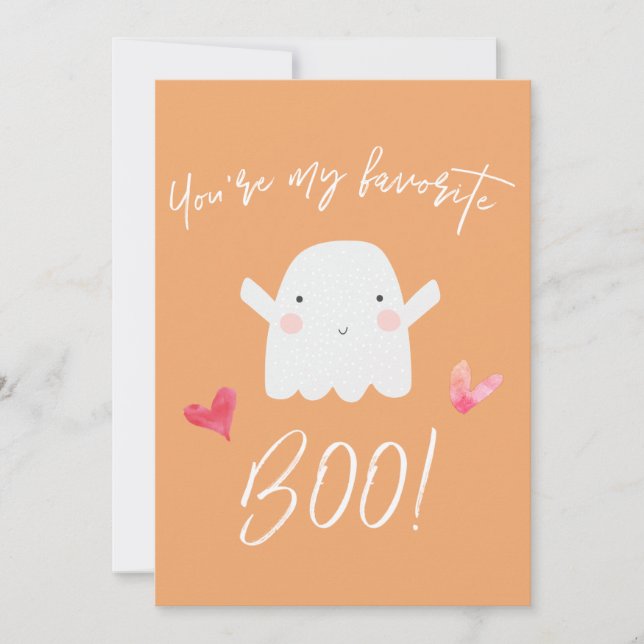 "You're my favourite Boo!" Cute Halloween Ghost Holiday Card (Front)