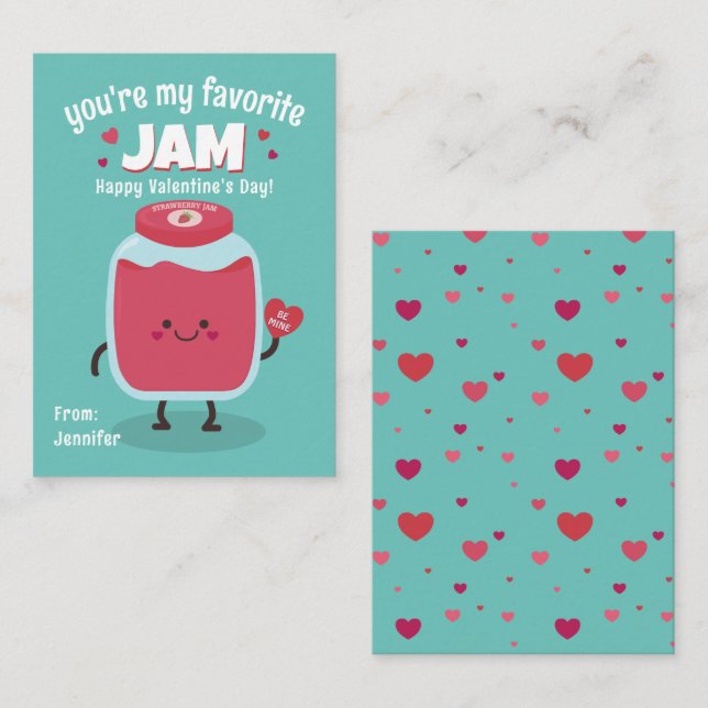 You're My Favourite Jam Classroom Valentine's Day Card (Front/Back)
