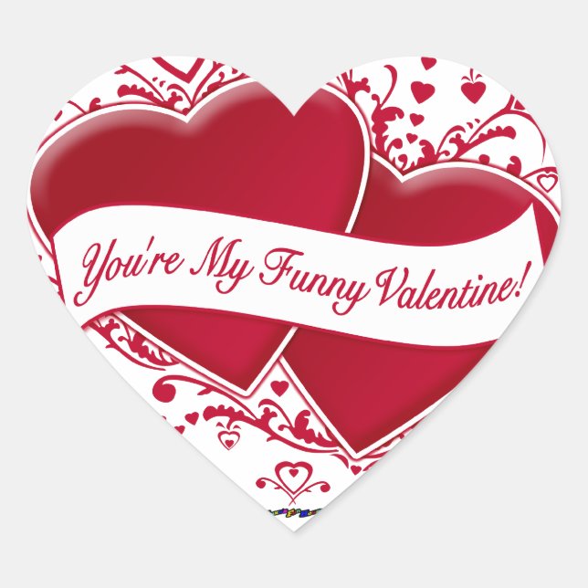 You're My Funny Valentine! Red Hearts Heart Sticker (Front)