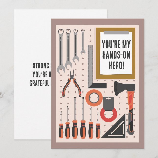 You're my hands-on hero Dad Father's Day Tools  Holiday Card (Front/Back)