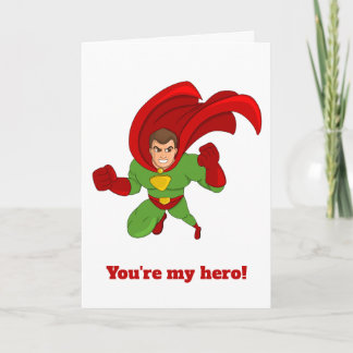 You're my hero cartoon custom thank you card