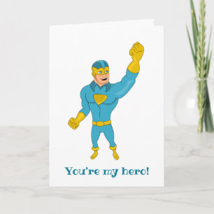 You're my hero cartoon custom thank you card